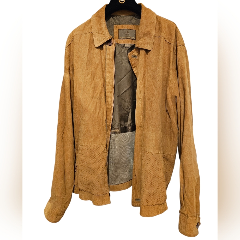 RAINFOREST Men's Tan Faux Suede Jacket Sz.XL Vintage Y2K